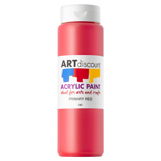 ARTdiscount Acrylic Paint 500ml face-on shot of single bottle and product label.