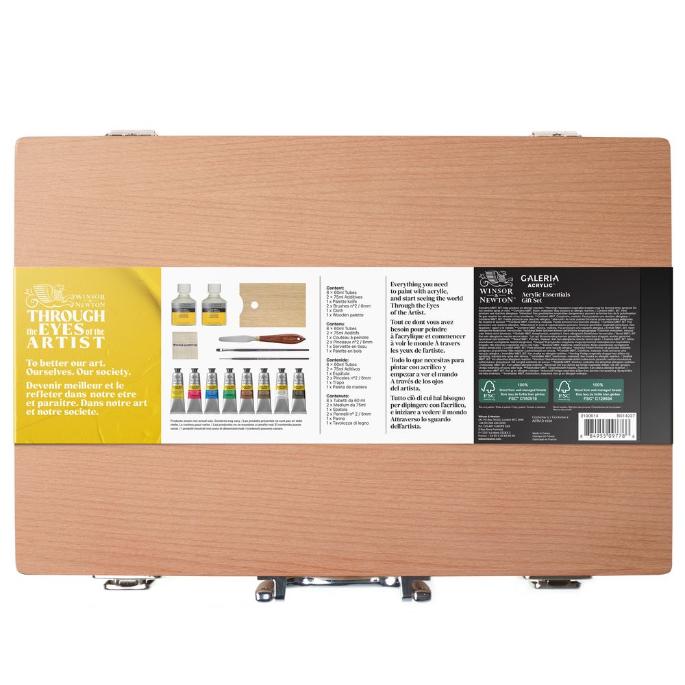 Winsor & Newton : Galeria : Acrylic Paint : 60ml : Wooden Box : Set of 8