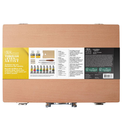Winsor & Newton : Galeria : Acrylic Paint : 60ml : Wooden Box : Set of 8