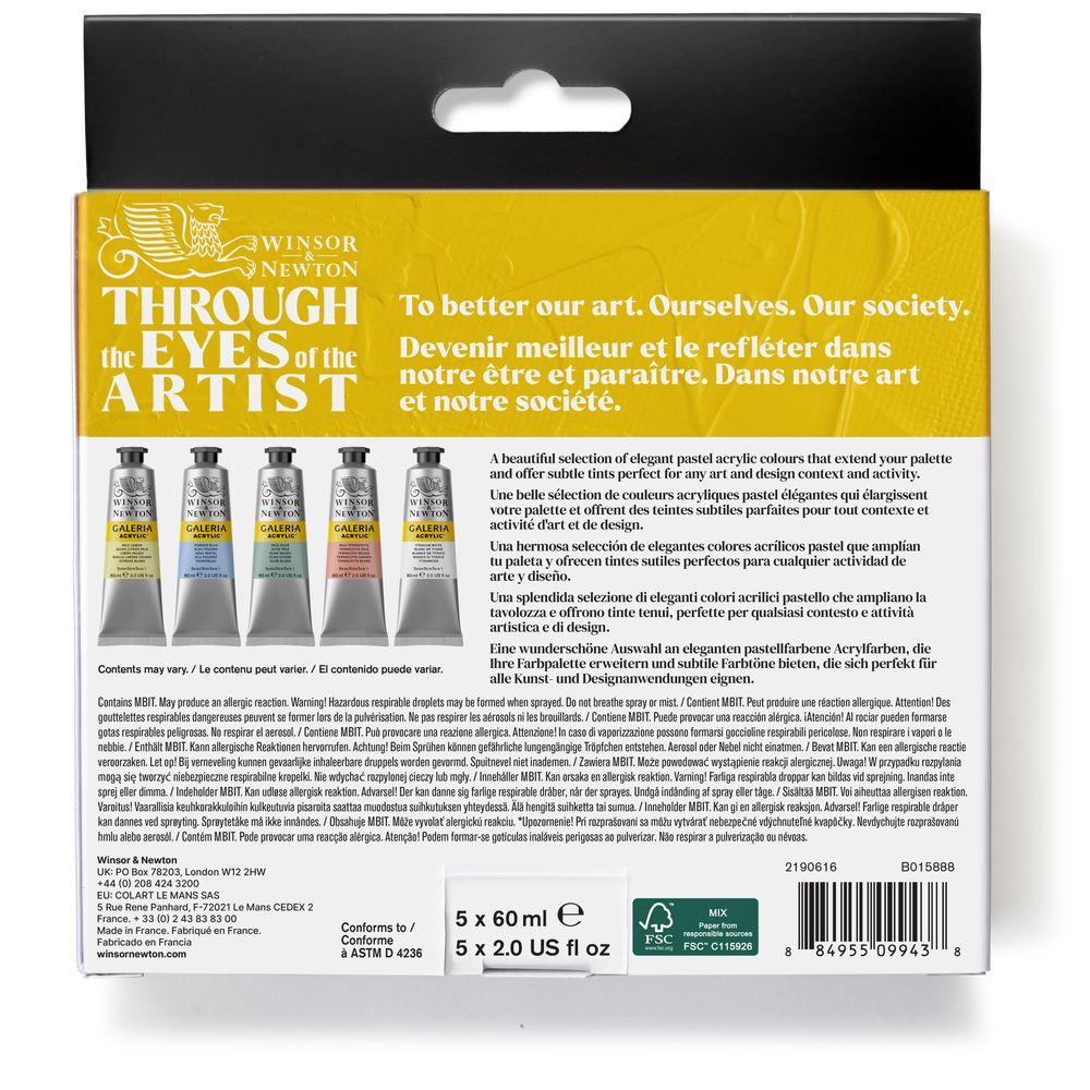 Winsor & Newton : Galeria : Acrylic Paint : 60ml : Pastel : Set of 5