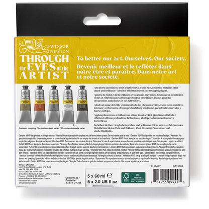 Winsor & Newton : Galeria : Acrylic Paint : 60ml : Metallic : Set of 5