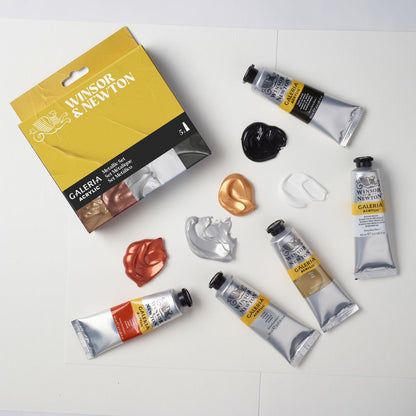 Winsor & Newton : Galeria : Acrylic Paint : 60ml : Metallic : Set of 5