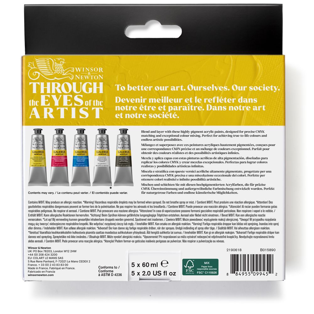 Winsor & Newton : Galeria : Acrylic Paint : 60ml : Process : Set of 5