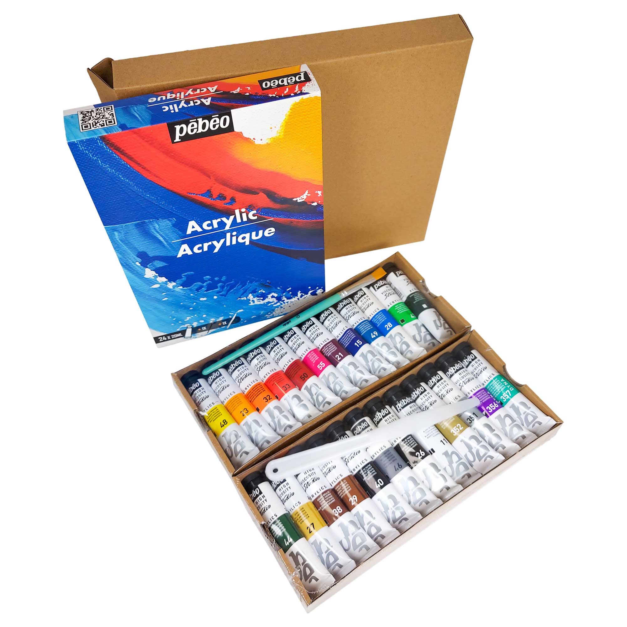 Pebeo Studio Acrylic Set - 24 x 20ml - Box Contents