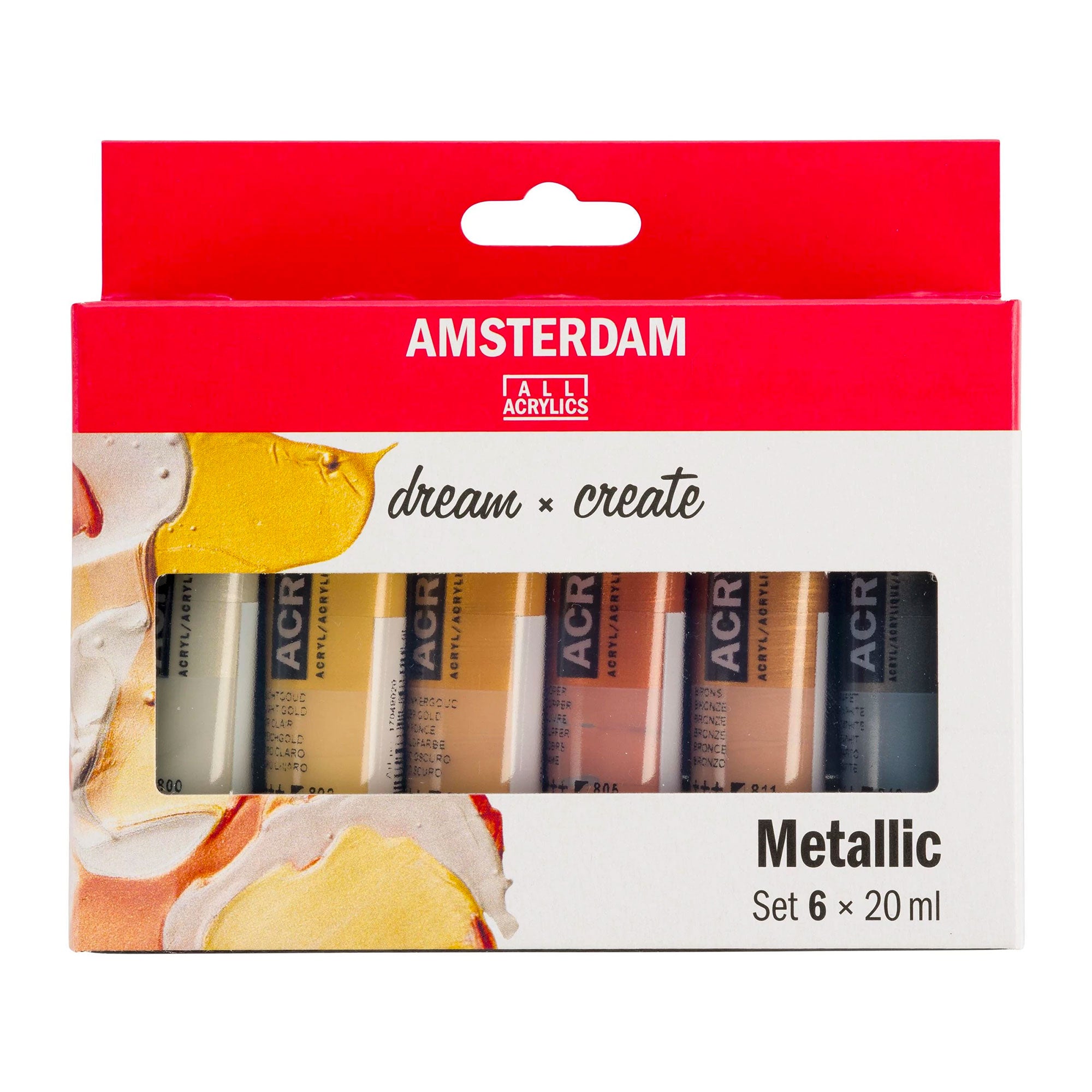 Amsterdam Acrylic Paint Metallic Colours, set of 6 front view