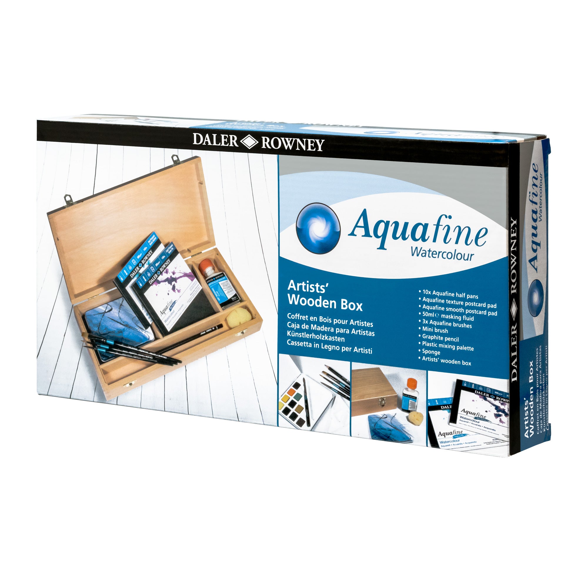 Aquafine Watercolour Artists' Wooden Box Packaging