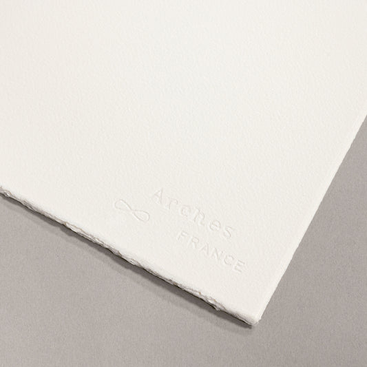 Arches Aquarelle Watercolour paper closeup example of the grain and texture of a sheet.