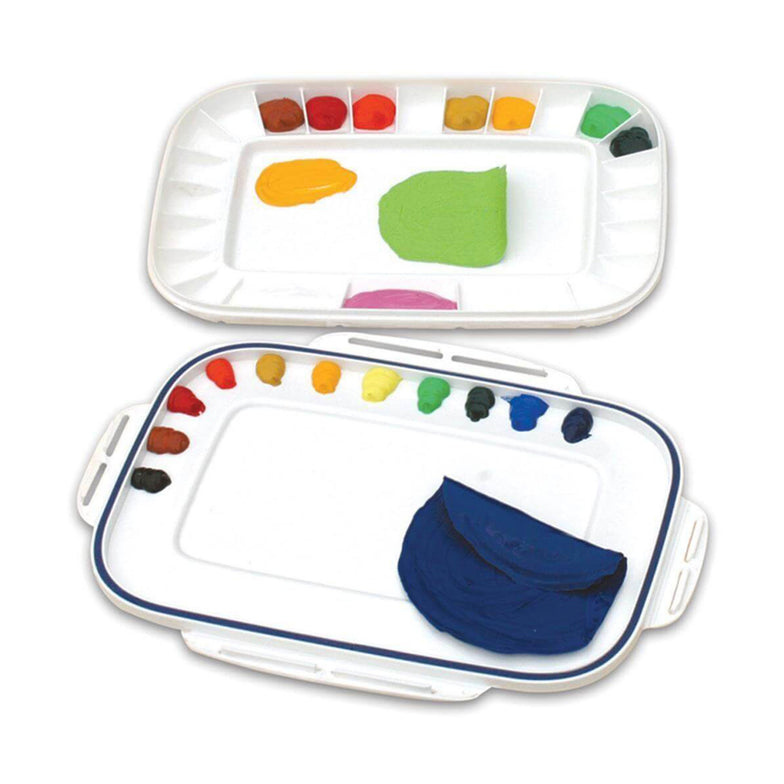 Artelier Airtight Acrylic & Oil Palette with example paints inside