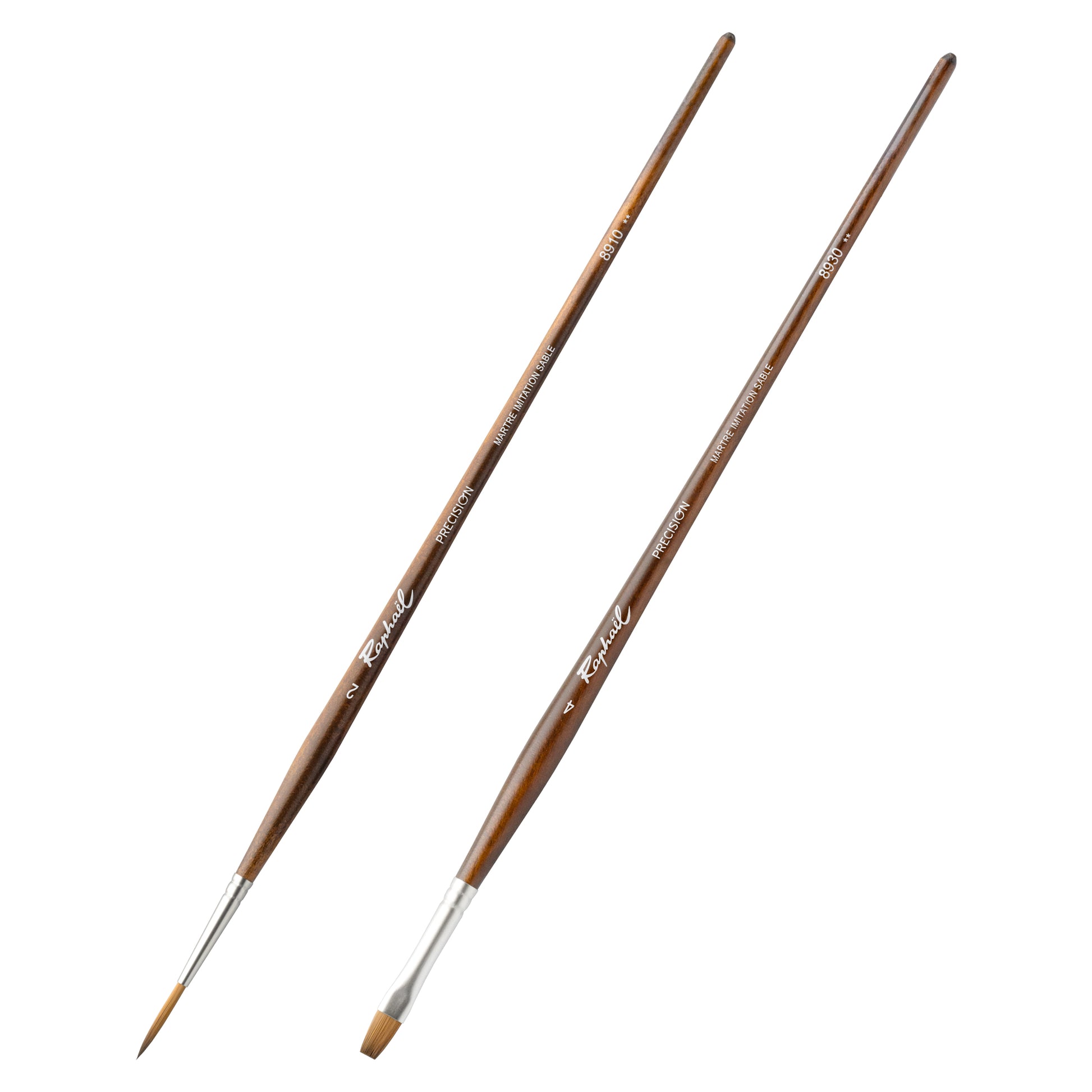 Sennelier Raphael Brushes Closeup, Sizes 2 and 4

