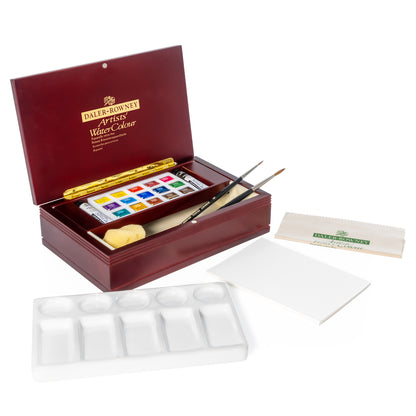 Daler-Rowney Artists' Watercolour Half Pans - Deluxe Wooden Box Set