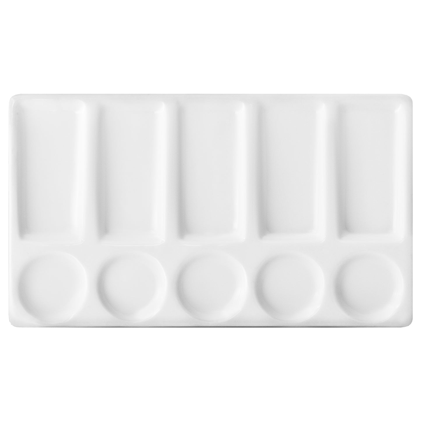 Closeup of the palette included in the wooden box set