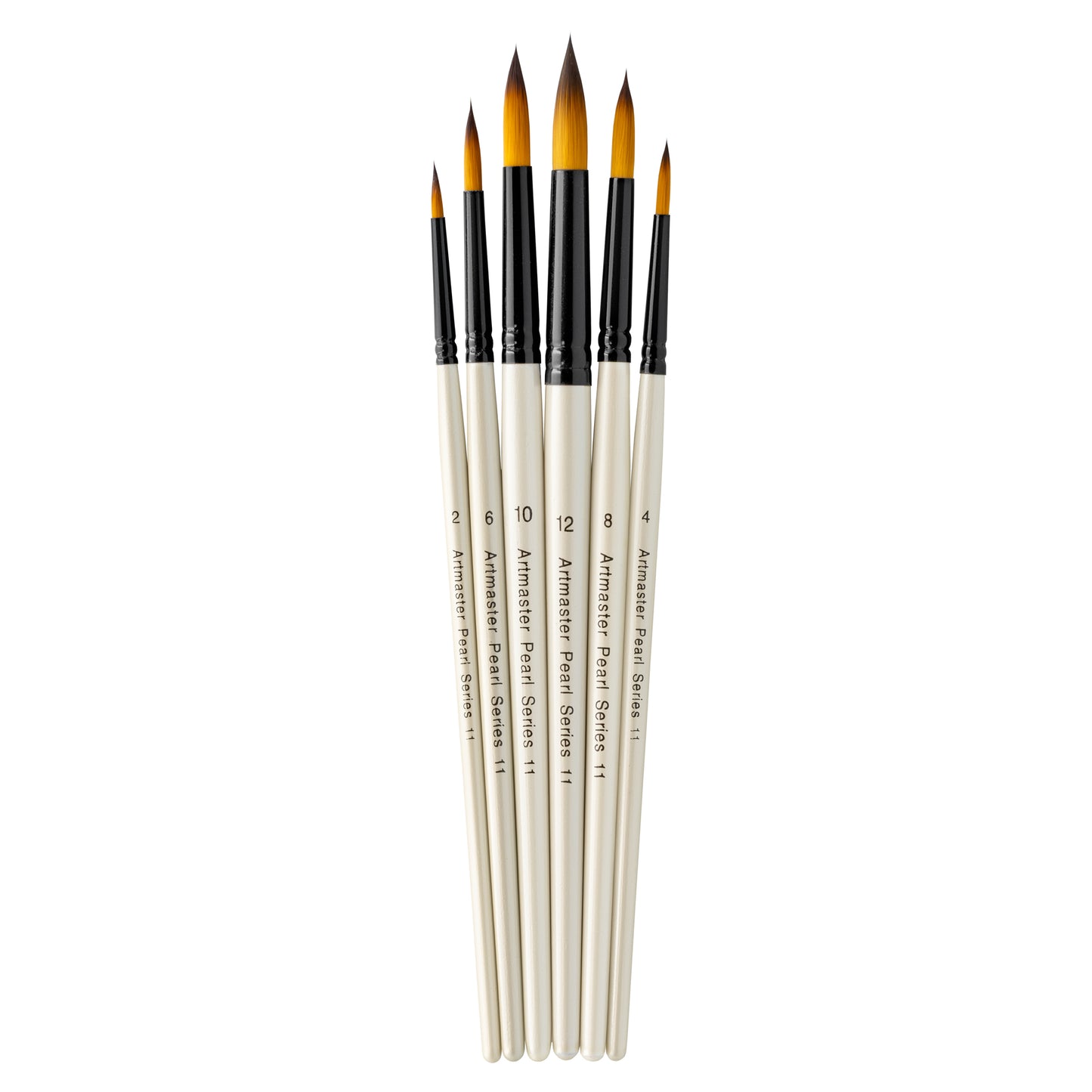 Artmaster Pearl Round Watercolour Paintbrush Wallet set of 6 synthetic brushes for acrylic and watercolour painting.