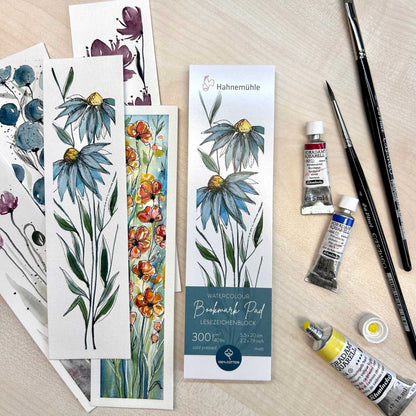 Hahnemuhle Watercolour Bookmark Pad Mood Photo with Sample Paintings
