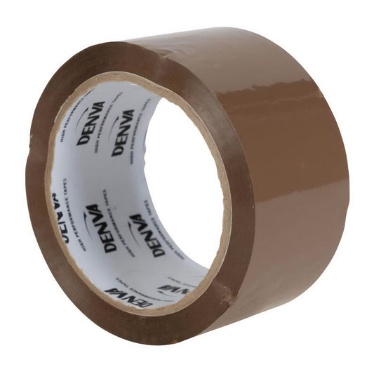 Brown Packing Tape 48mm diameter and 66m in length on an inner cardboard tube.
