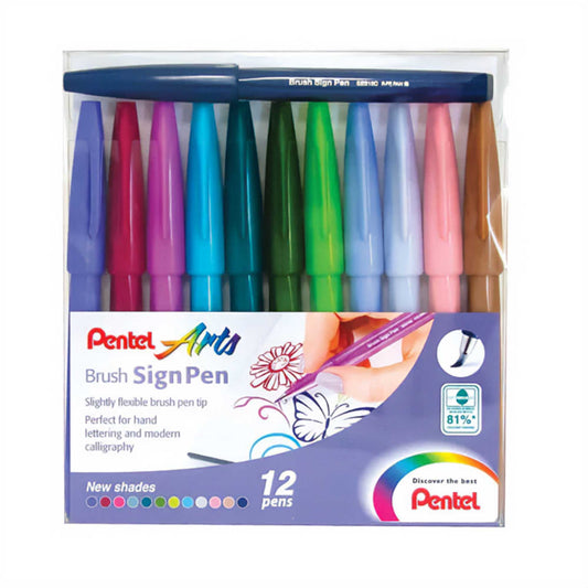 Pentel Arts Brush Sign Pen - New Pastel Shades - Packaging