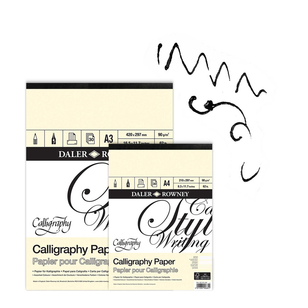 Daler-Rowney Calligraphy Pads 90gsm 30 Sheets - 3 Assorted Colours