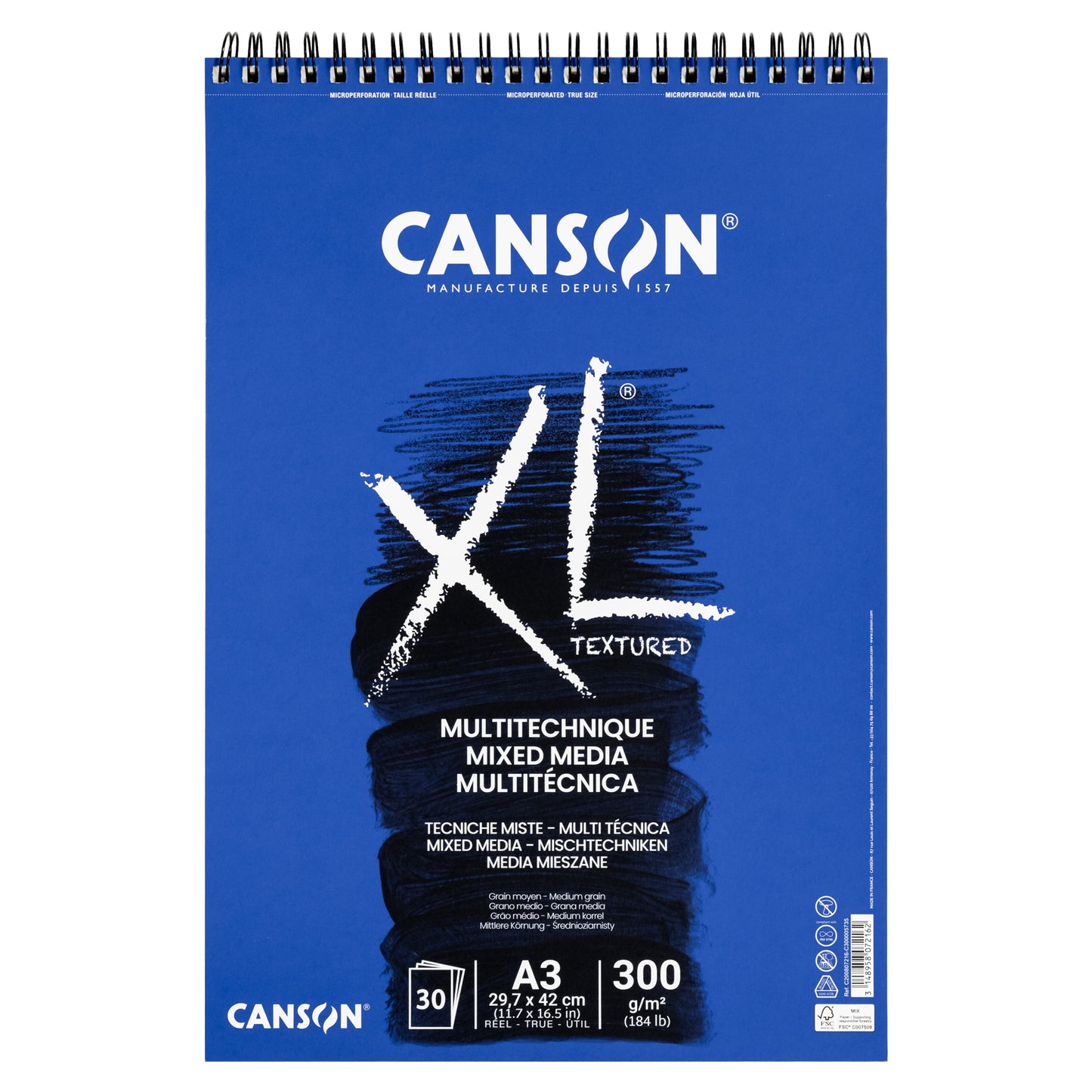 Canson XL Mixed Media Textured Spiral Pad - 300gsm