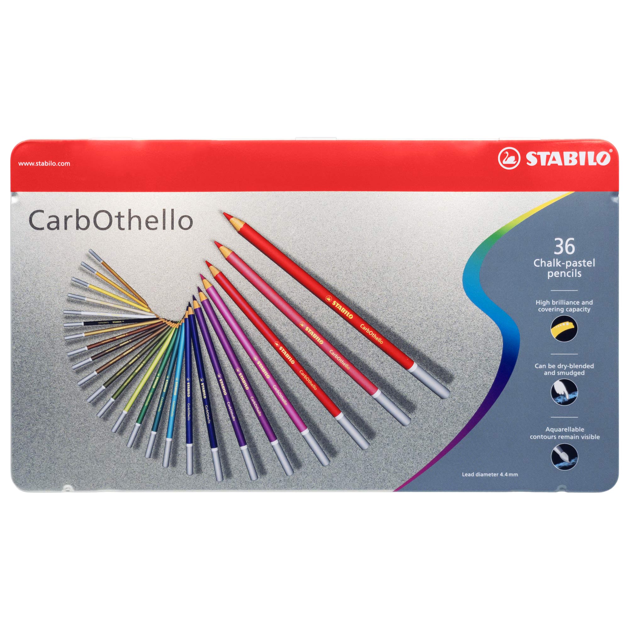 Stabilo Carbothello Chalk Pastel Pencils - Assorted Colours - Set of 36 - Tin