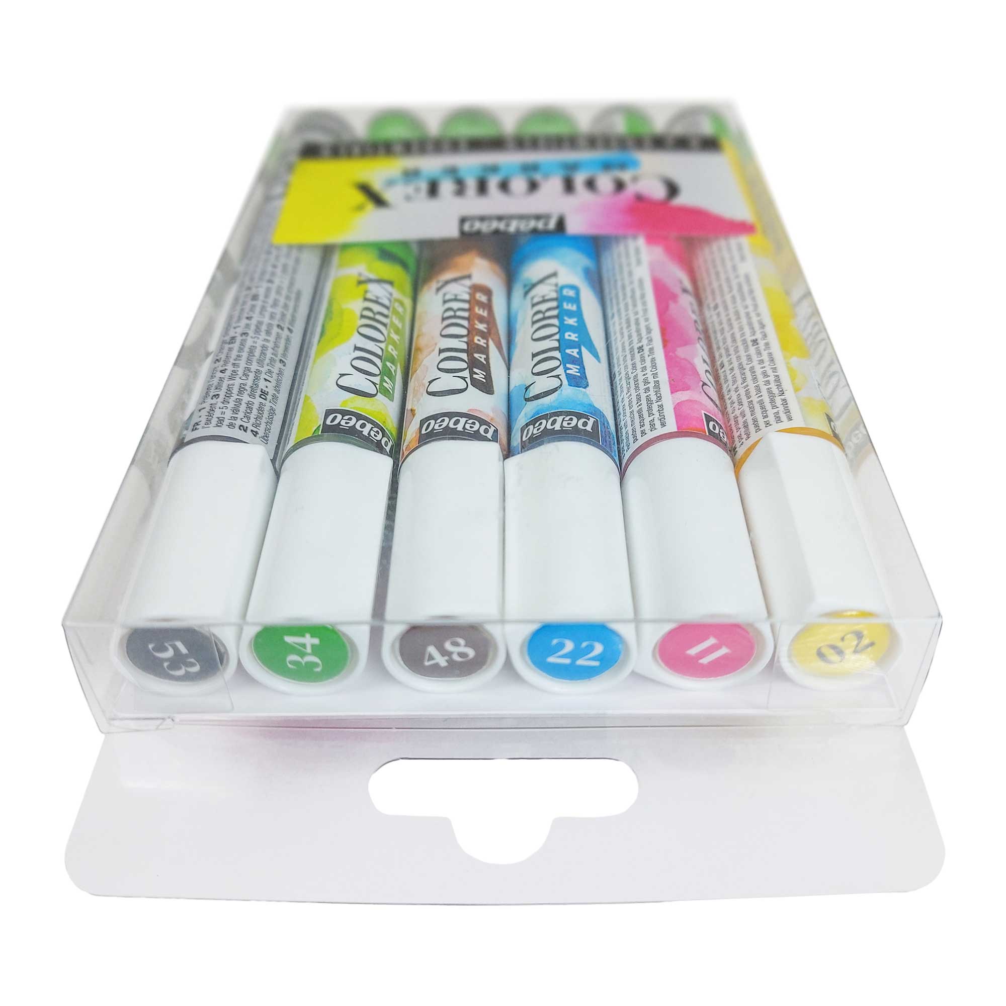 Pebeo Colorex Markers - Set of 6 Essential Colours Closeup