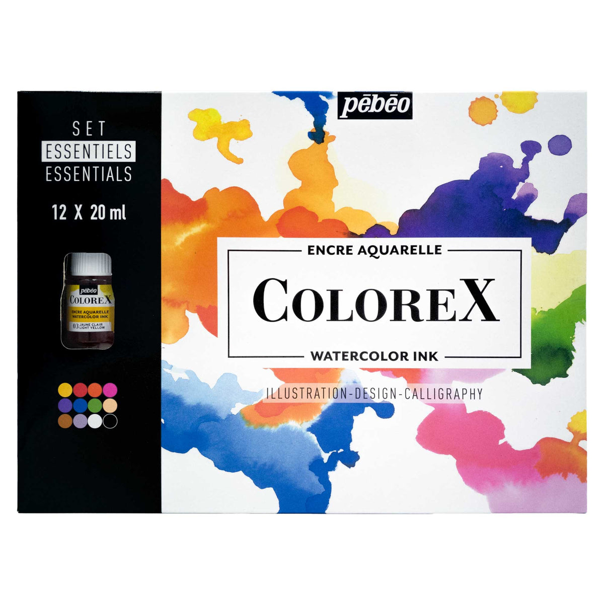 Pebeo Colorex Watercolour Ink Essential Colours - Set of 12 x 20ml
