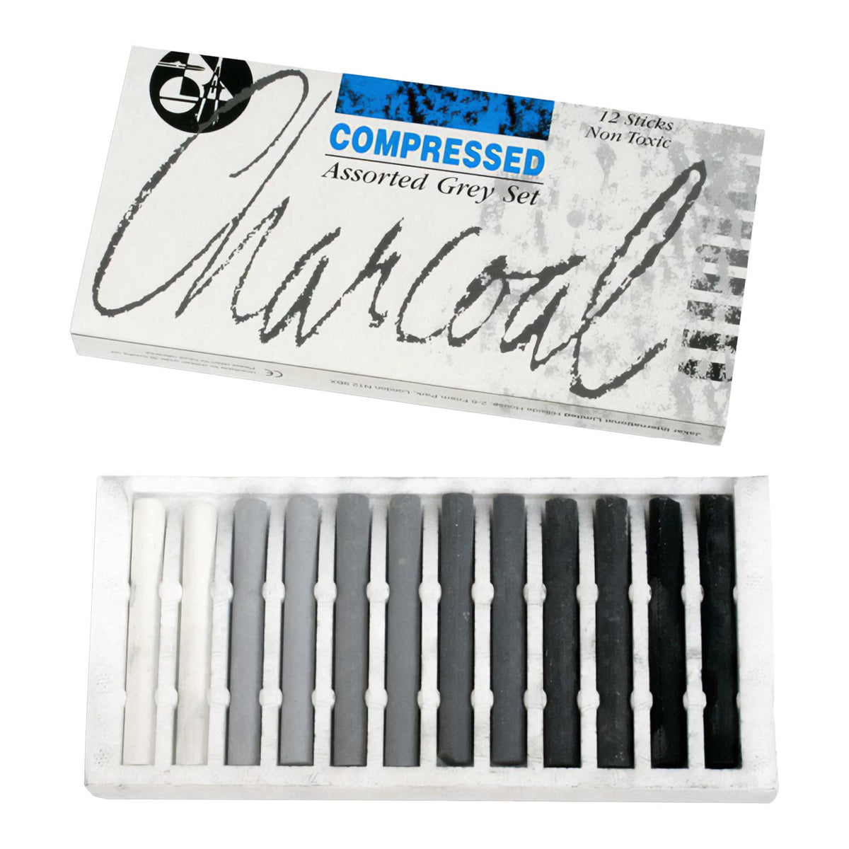 Jakar Compressed Charcoal - Assorted Grey - Set of 12