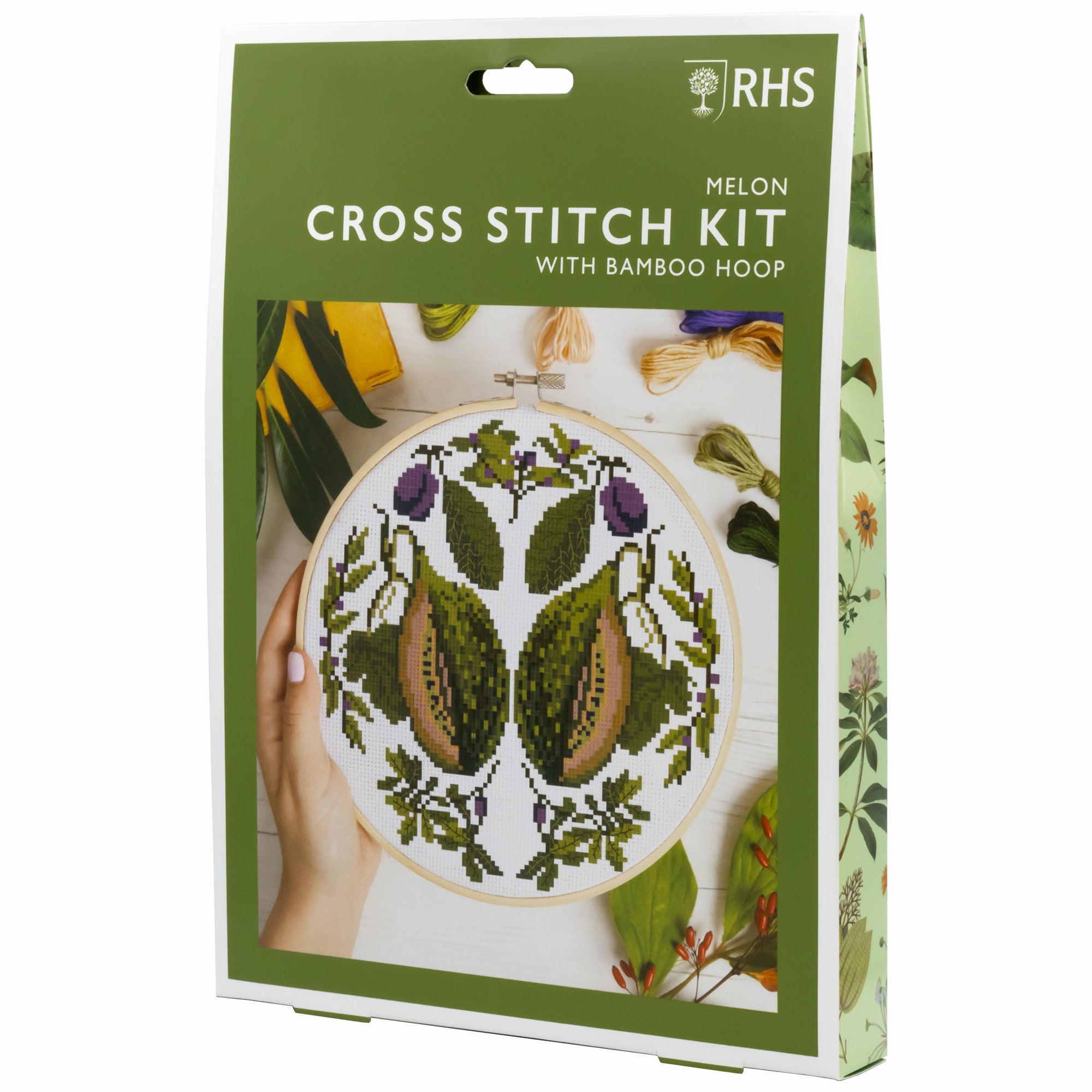 RHS Cross Stitch Kit with Bamboo Hoop - Melon
