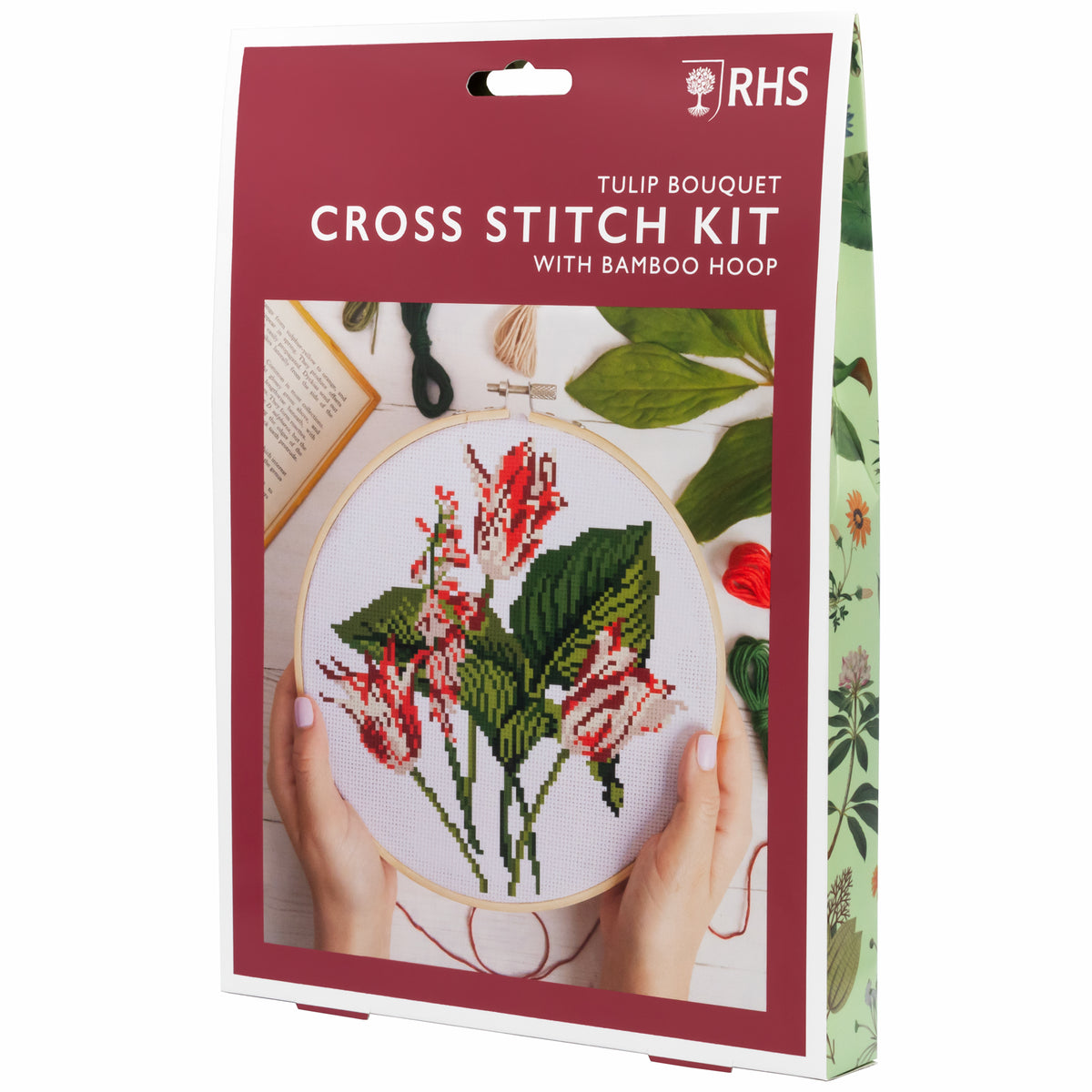 RHS Cross Stitch Kit with Bamboo Hoop - Tulip Bouquet