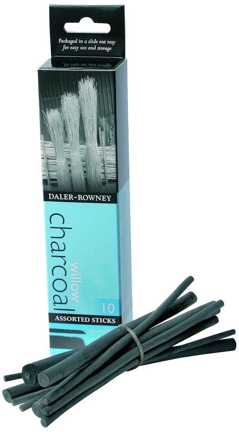 Daler-Rowney : Willow Charcoal : 10 Sticks : Assorted