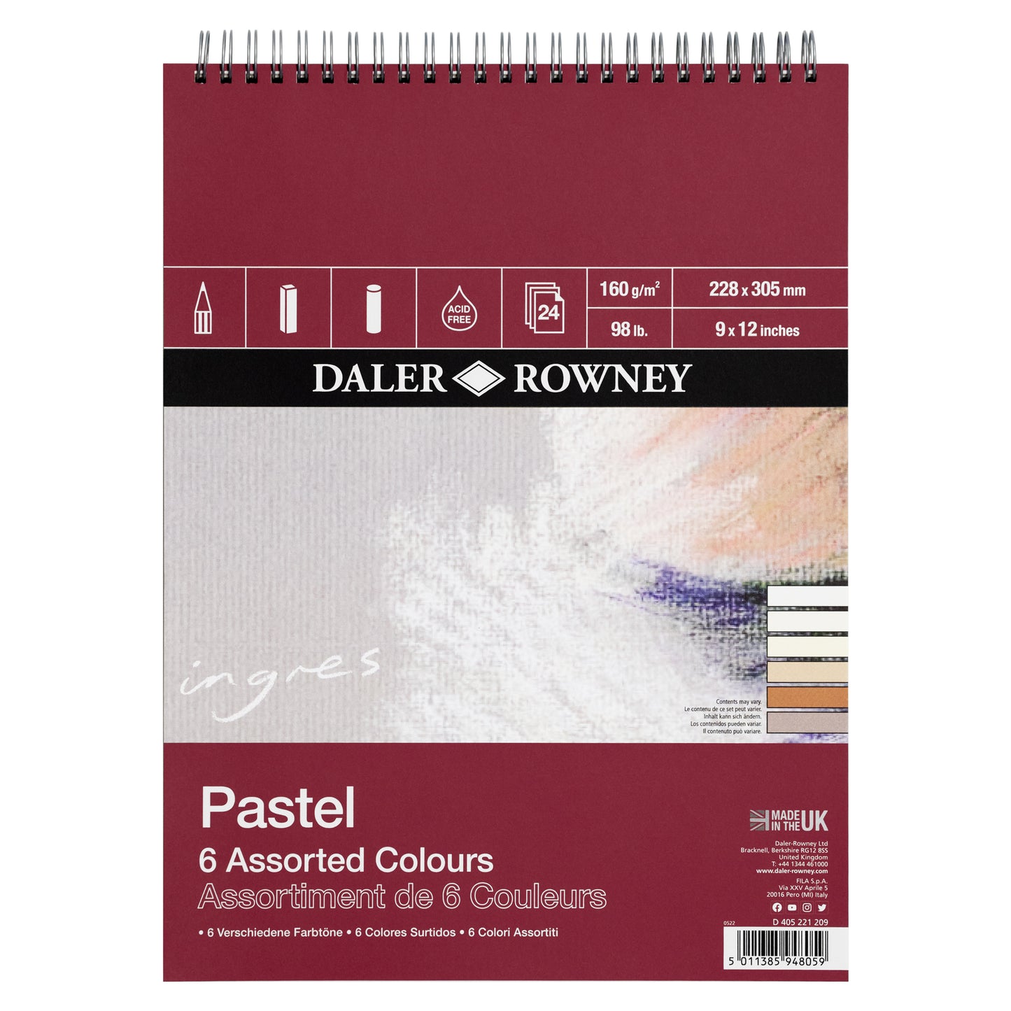 Daler-Rowney Ingres Spiral Pastel Pads - 6 Assorted Colours