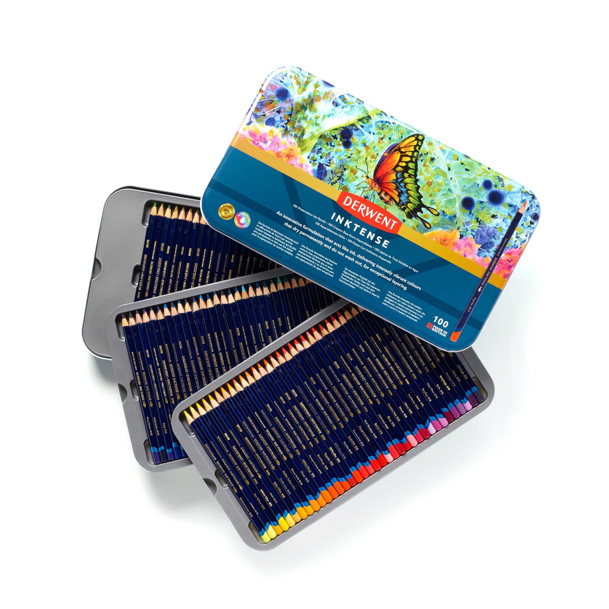 Derwent Inktense 100 Water Soluble Pencils Tin