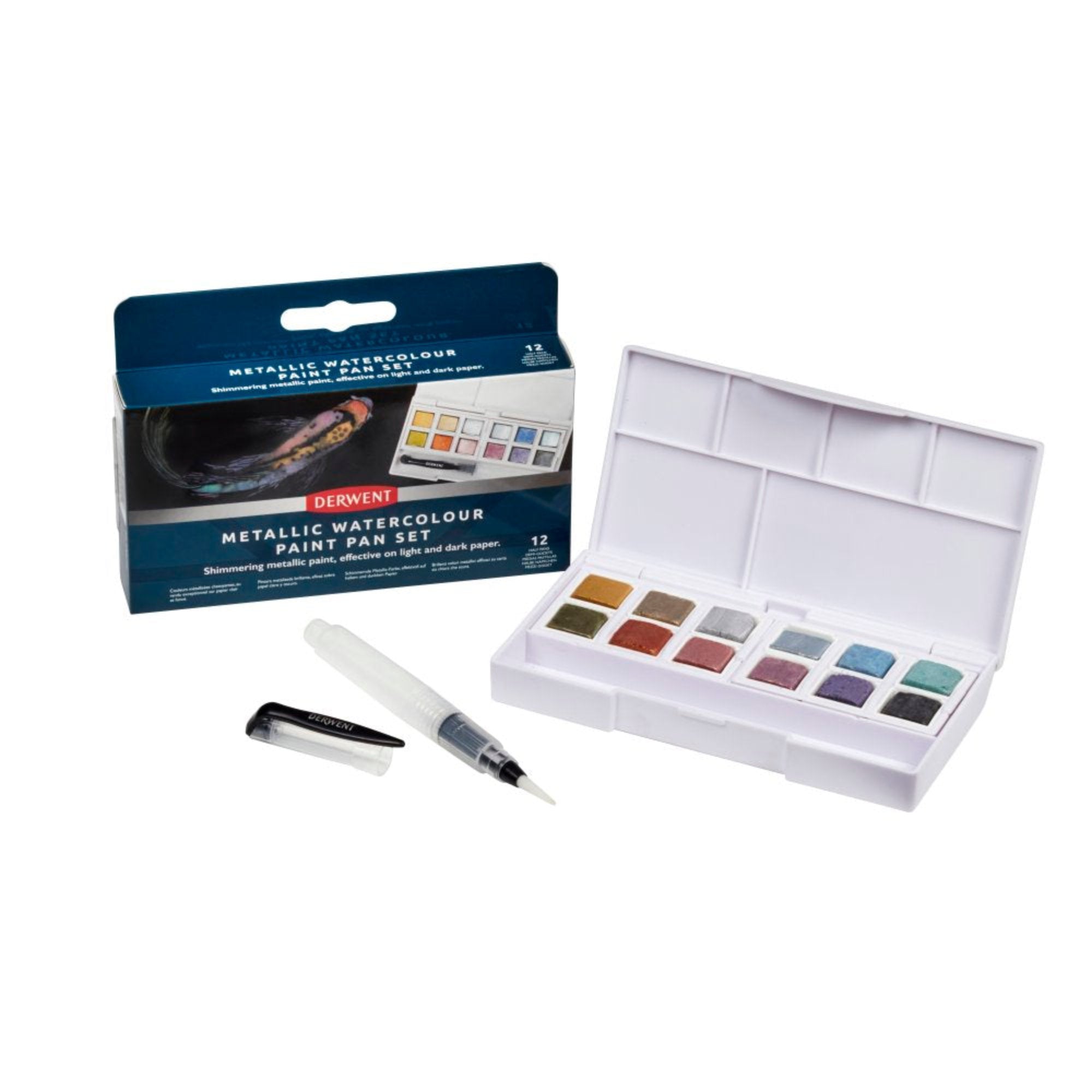 Derwent Metallic Watercolour Paint Pans - Set of 12