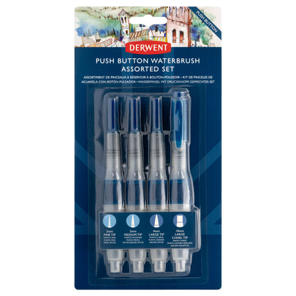 Derwent Push Button Waterbrush - Assorted Set of 4