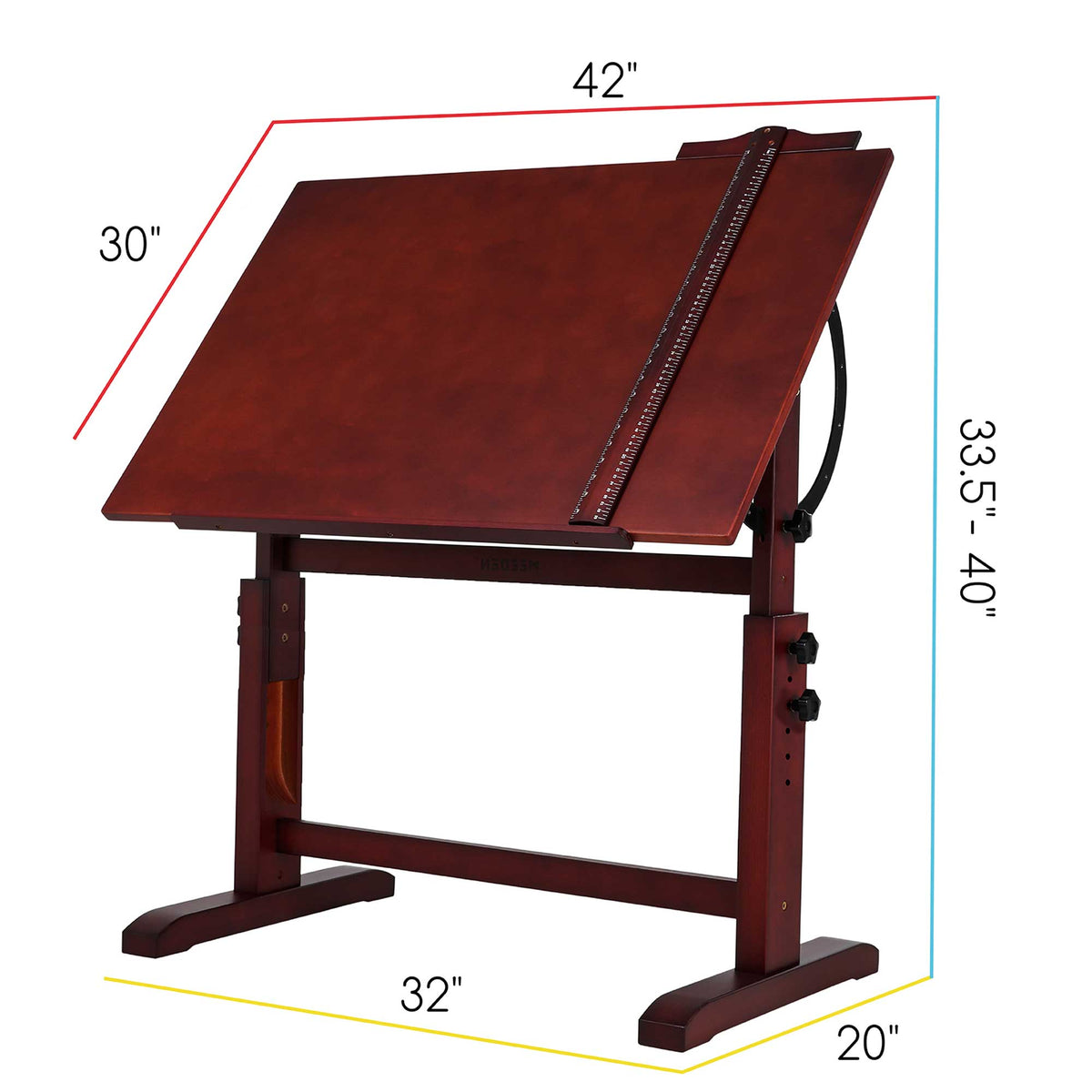 MEEDEN Extra Large Wood Drafting Table Deep Walnut