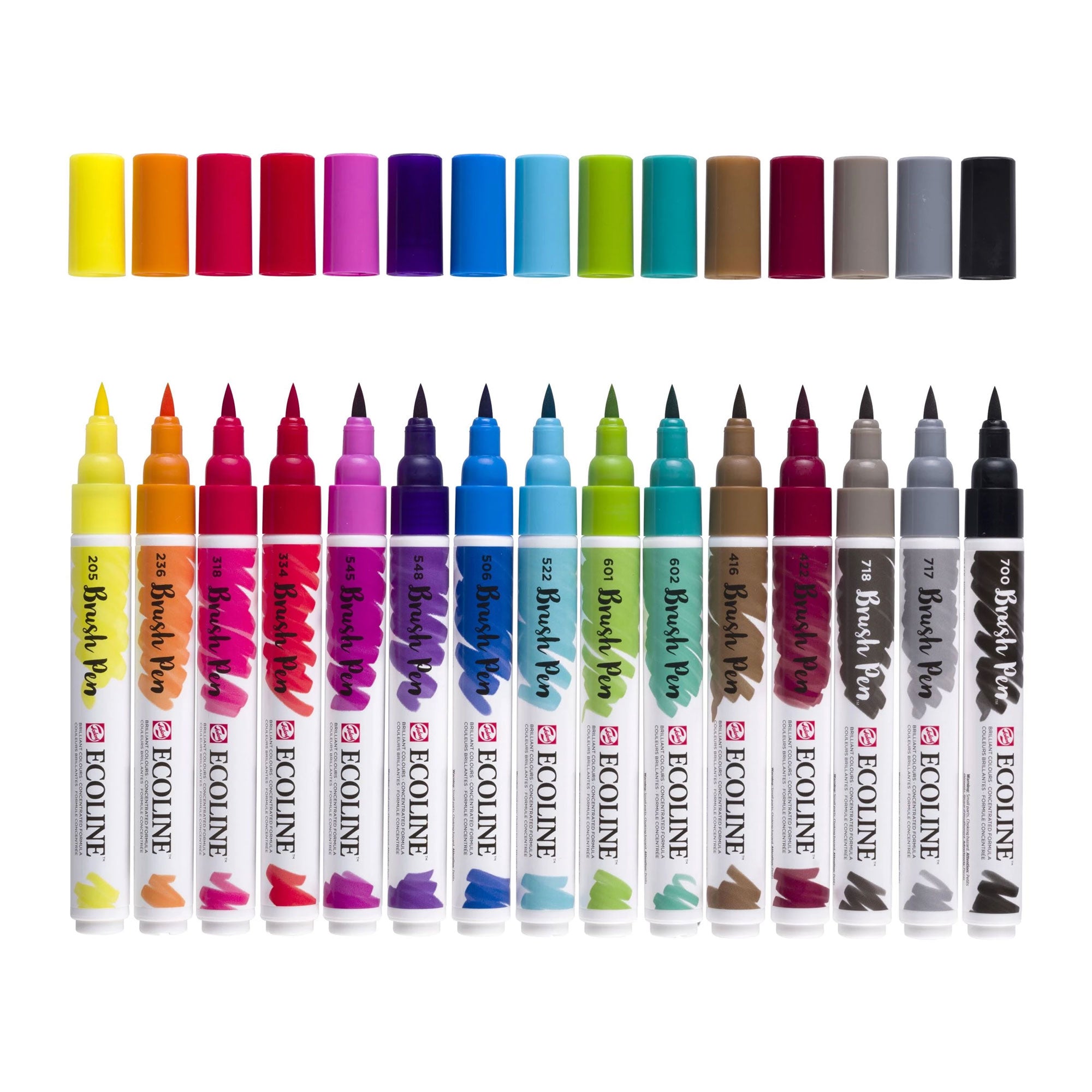 Royal Talens Ecoline Brush Pen Set of 15 Colours - Lids Off