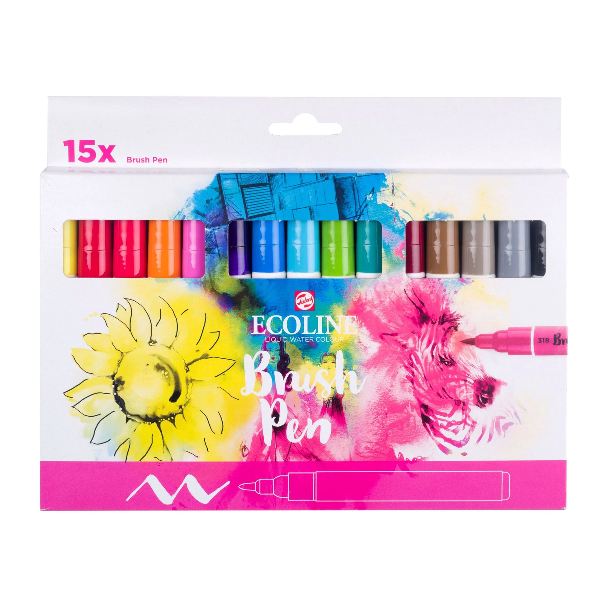 Royal Talens Ecoline Brush Pen Set of 15 Colours - Packaging