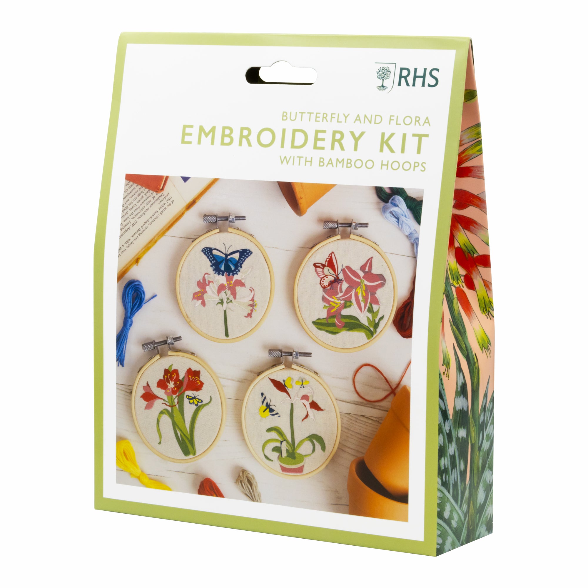 RHS Mini Embroidery Kit with Bamboo Hoops - Butterfly and Flora