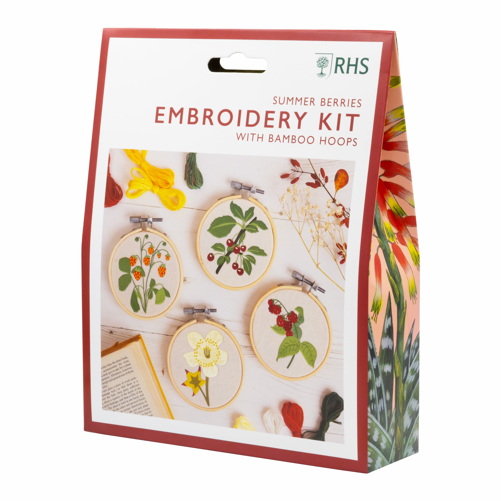 RHS Mini Embroidery Kit with Bamboo Hoops - Summer Berries