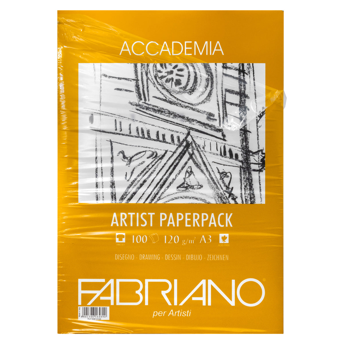 Slightly Damaged Item - Open Packaging + Dented Corners - Fabriano Accademia Artists&#39; Paperpacks - 100 Sheets - 120gsm - A3
