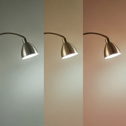 Three views of a wall-mounted lamp against different colored walls.