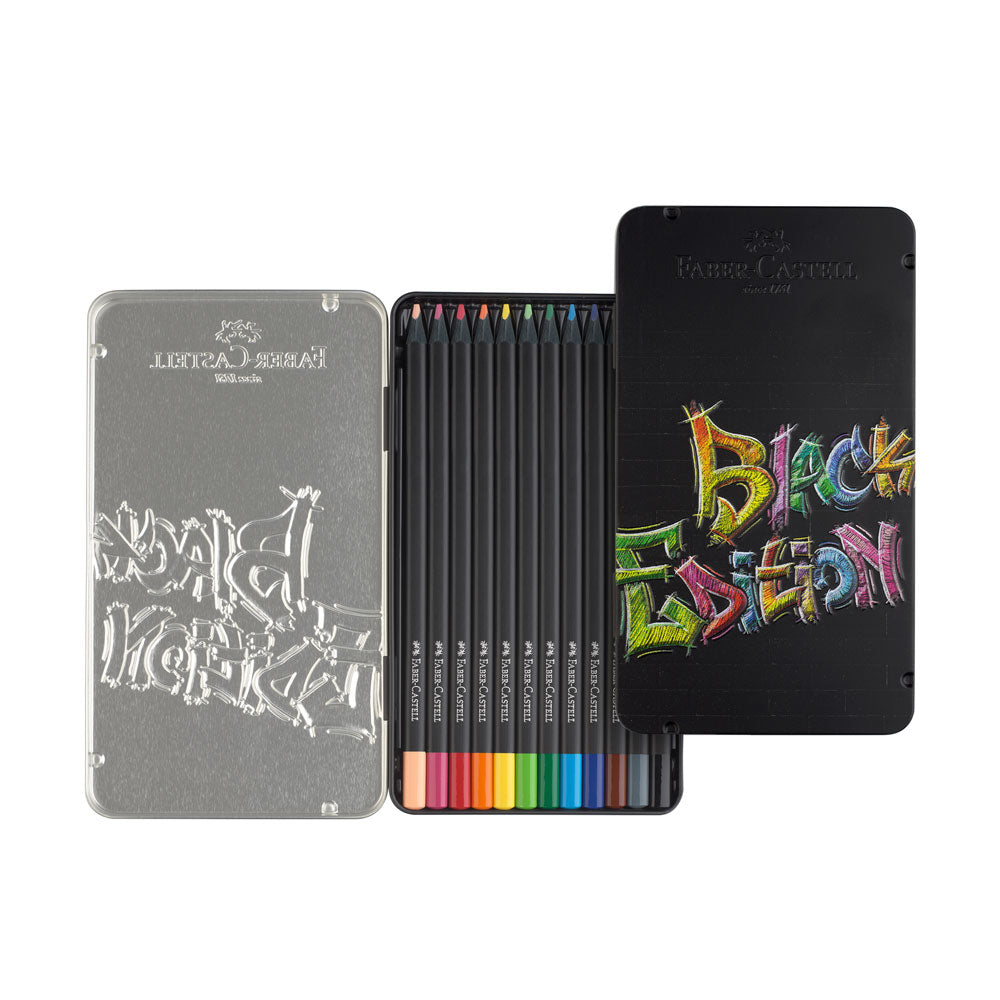 Faber-Castell : Black Edition : Coloured Pencils : Metal Tin Set of 12