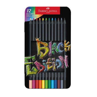 Faber-Castell : Black Edition : Coloured Pencils : Metal Tin Set of 12