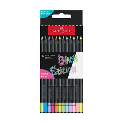 Faber-Castell : Black Edition : Coloured Pencils : Neon and Pastel : Set of 12