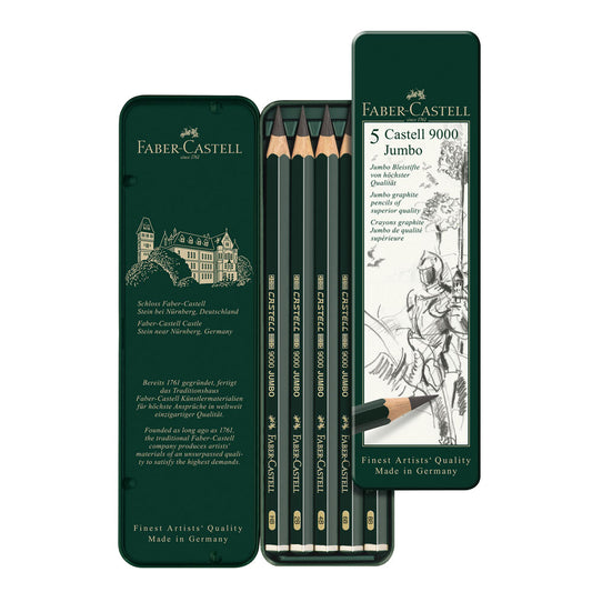 Faber-Castell : Series 9000 : Jumbo Graphite Pencil : Tin Set of 5