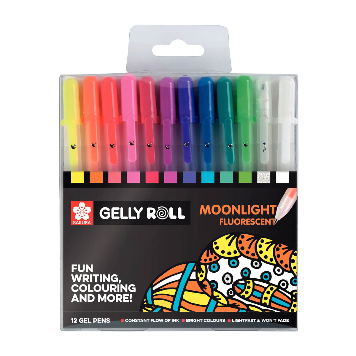 Sakura : Gelly Roll Pen : Moonlight Fluorescent Pens : Set of 12