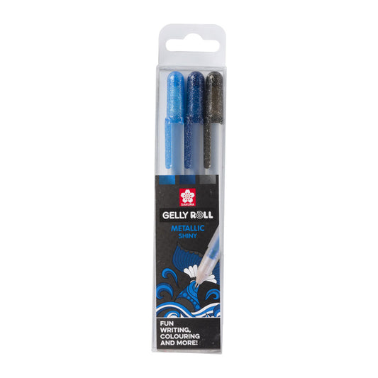 Sakura : Gelly Roll Pen : Metallic Shiny Gel Pen : Ocean : Set of 3
