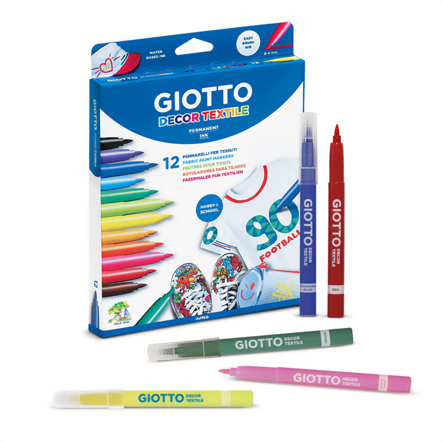 Giotto Decor Textile - Fabric Paint Markers - Set of 12