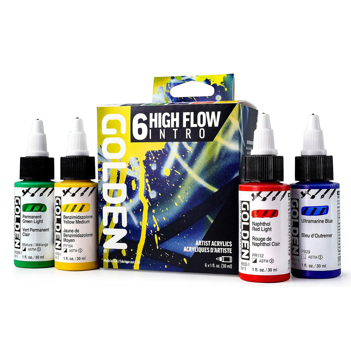 Golden High Flow Artist Acrylics Intro Set of 6 x 30ml