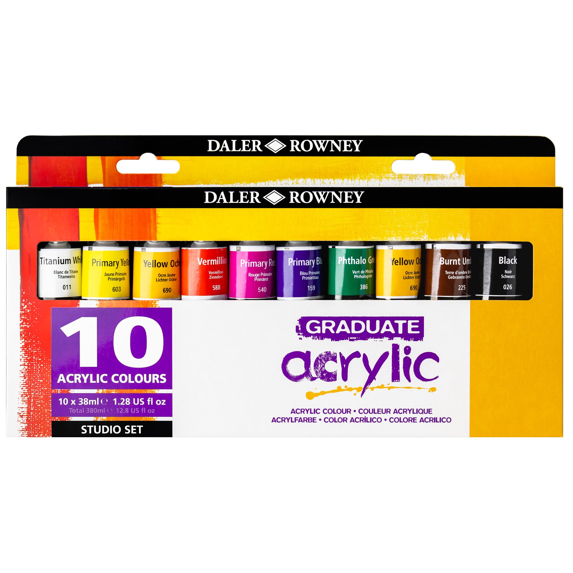 Daler-Rowney Graduate Acrylic Studio Set - 10 x 38ml Tubes