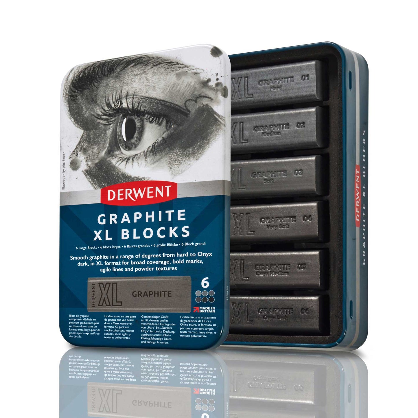 Six Graphite XL Blocks in a compact protective tin