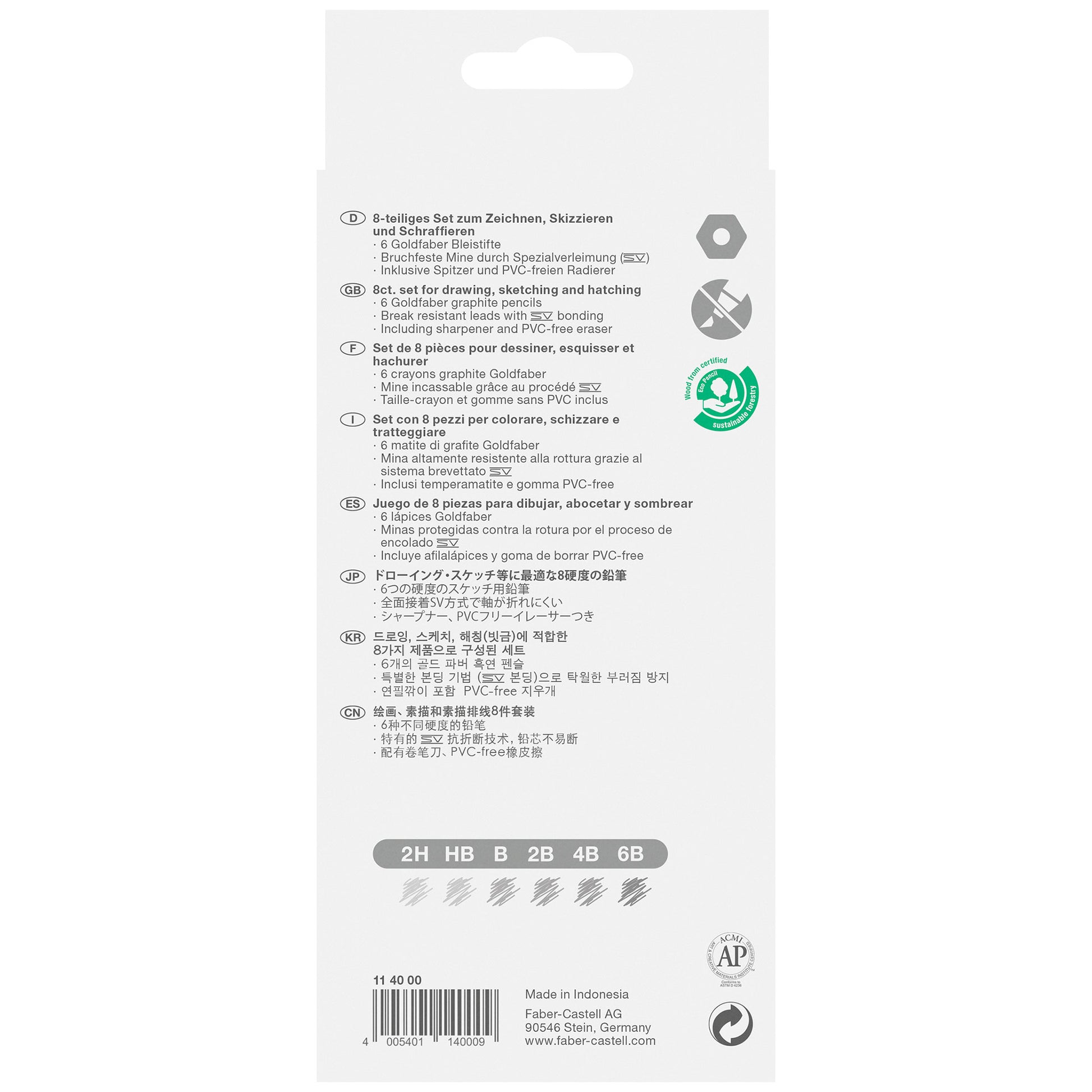 Faber-Castell Graphite Sketch Set - Goldfaber - Box Back